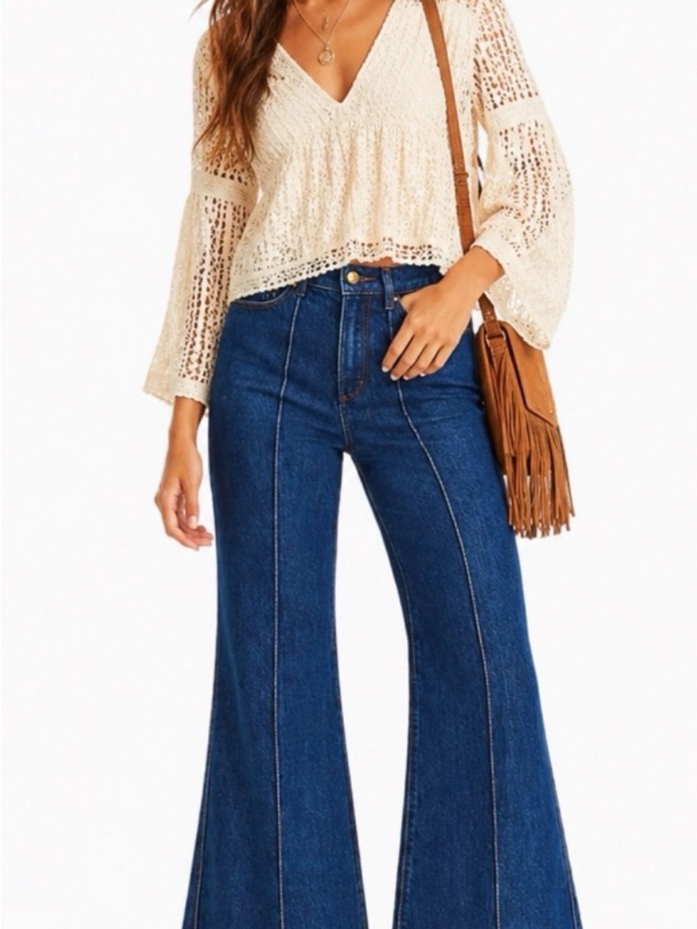 LOFT Dark Blue High-Rise Flare Jeans Petite Size 4
